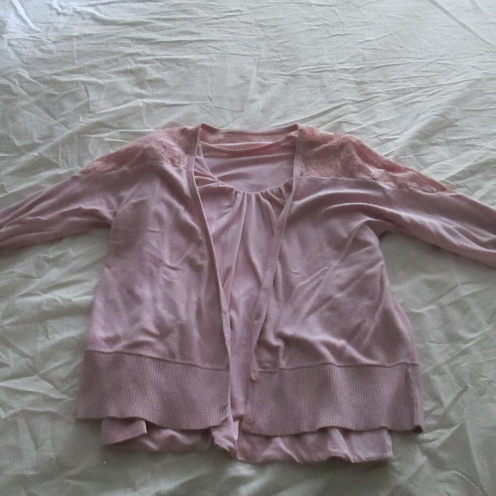 Mossimo - 2pc blouse & cardigan set - pink lace